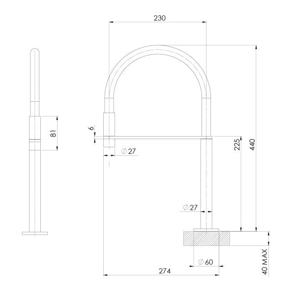 Phoenix Axia Hob Sink Outlet Flexible Hose | Chrome |