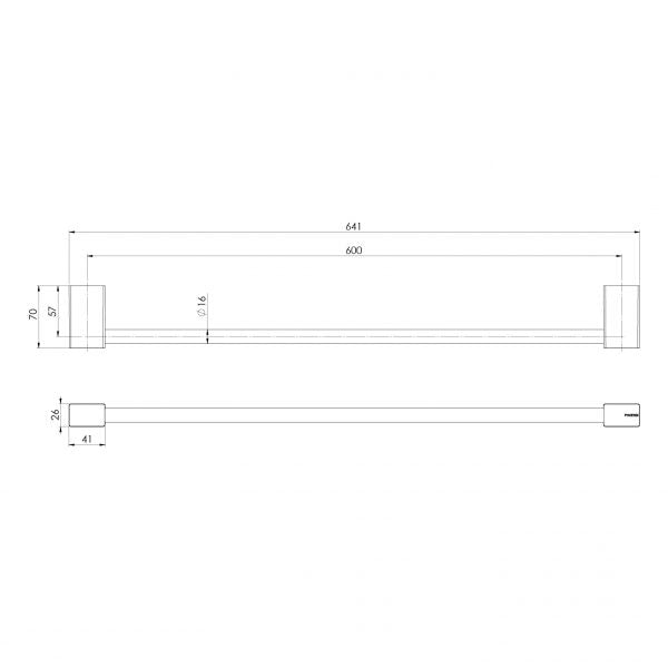 Phoenix Lexi MKII Single Towel Rail 600mm | Chrome |