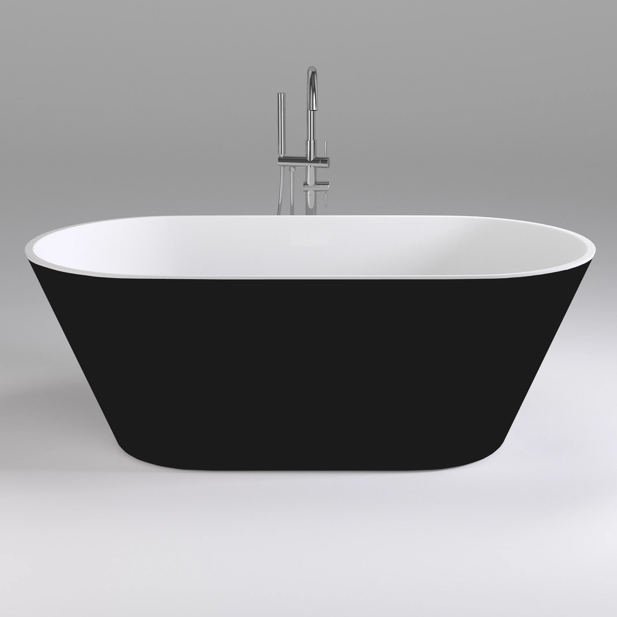 Brighton Slim 1700mm Oval Freestanding Bath, Gloss Black and White