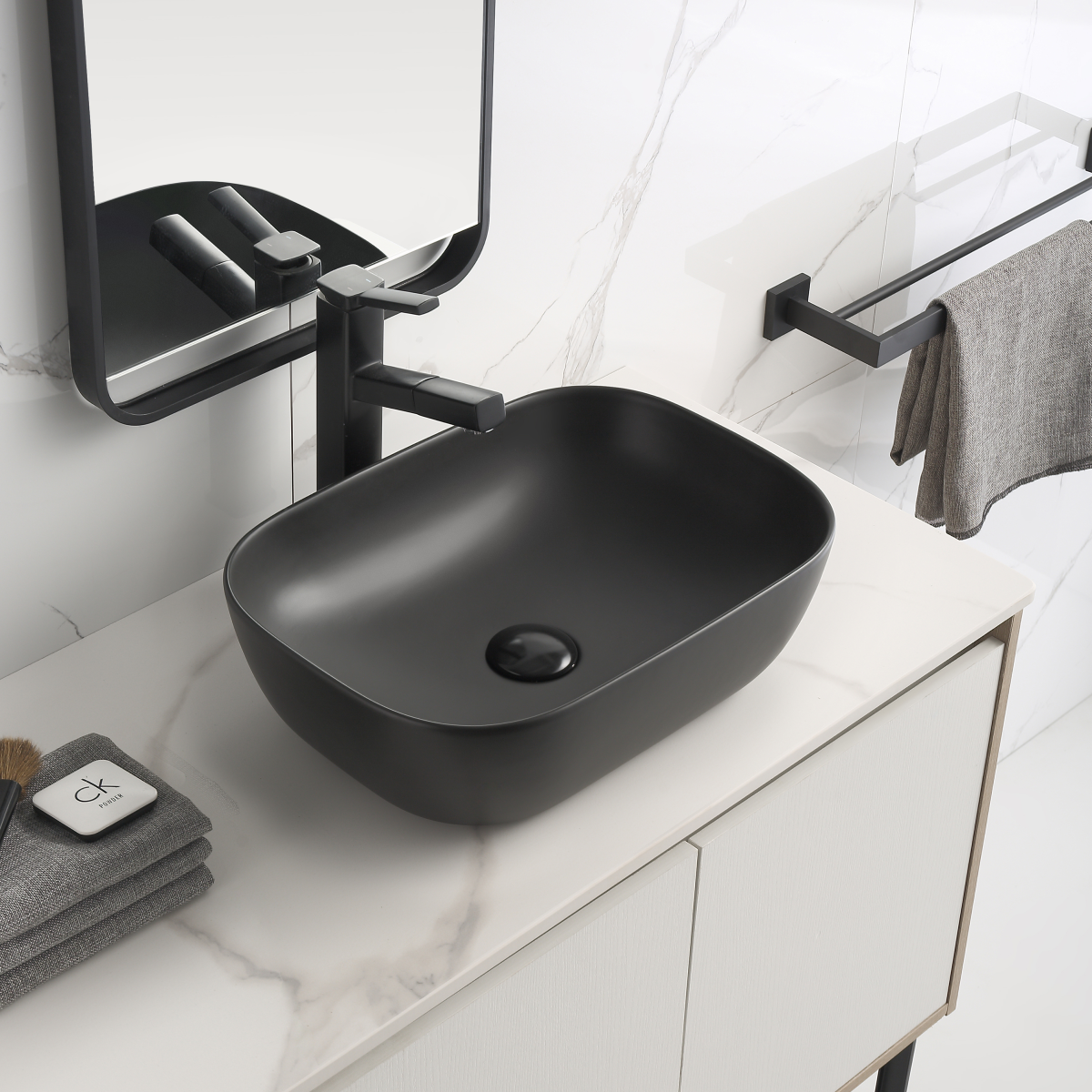 Julio 455mm x 325mm Above-Counter Basin, Matte Black