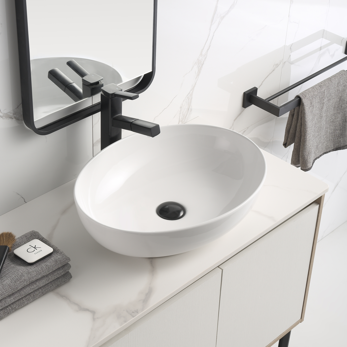 Ellipse 520mm x 395mm Above-Counter Basin, Gloss White