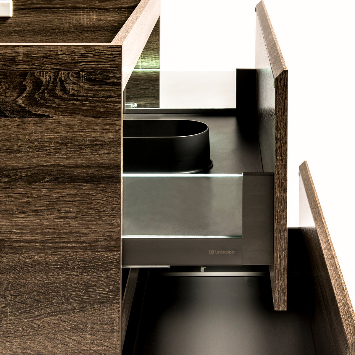 Alles Plus 750mm Wall Hung Vanity Cabinet | Legna Noir Woodgrain |