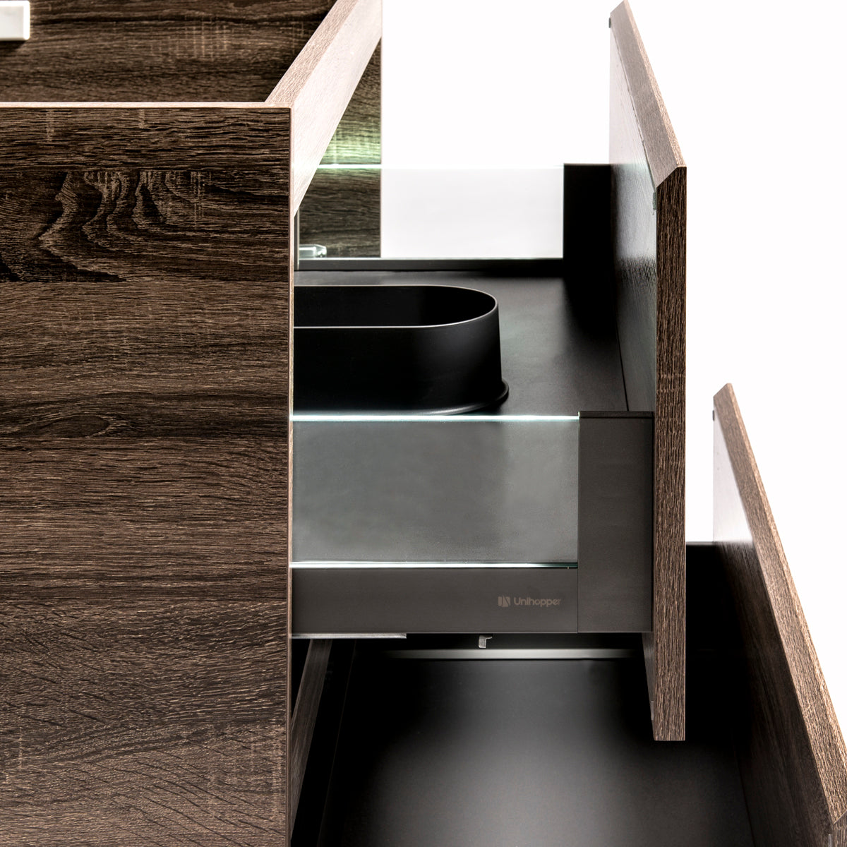 Alles Plus 900mm Wall Hung Vanity Cabinet | Legna Noir Woodgrain |