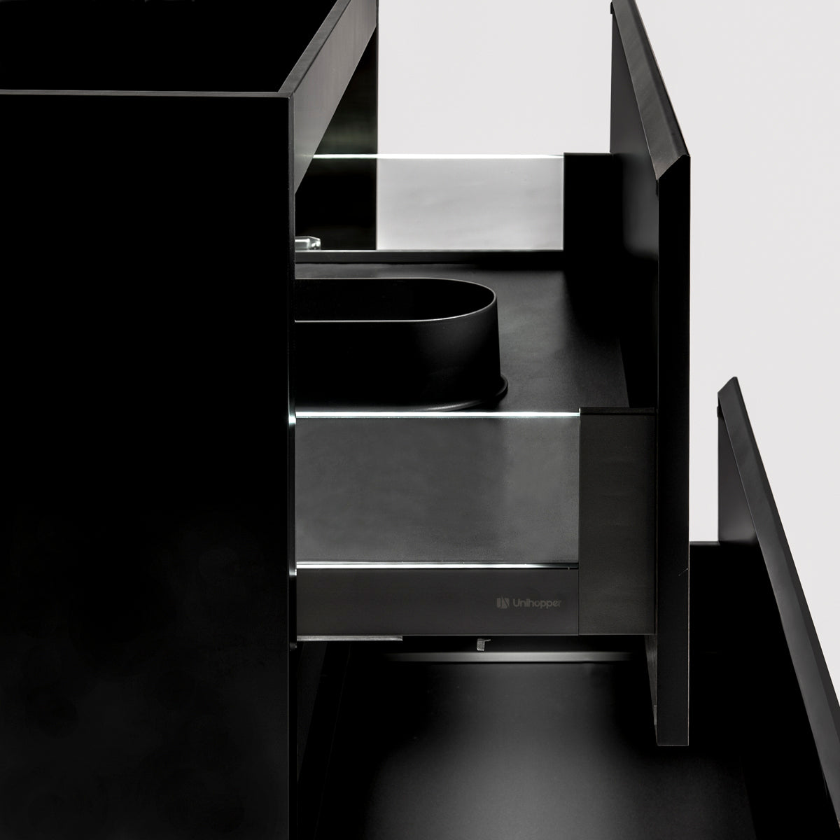 Alles Plus 600mm Wall Hung Vanity Cabinet | Satin Black |