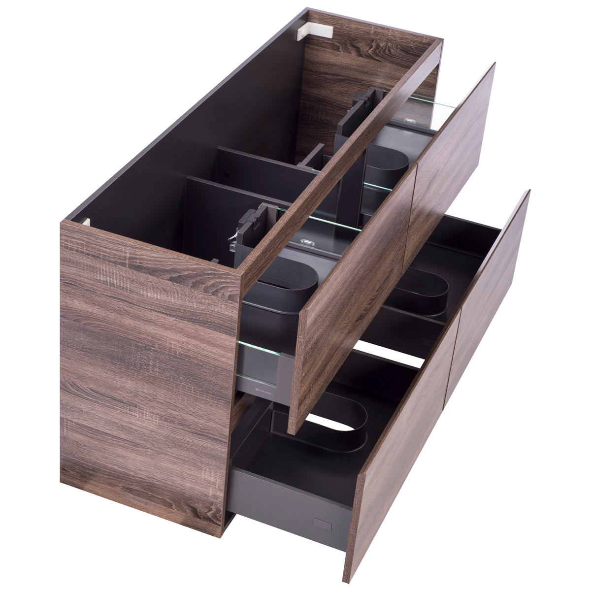 Alles Plus 1500mm Floor Standing Vanity Cabinet | Legna Noir Woodgrain |