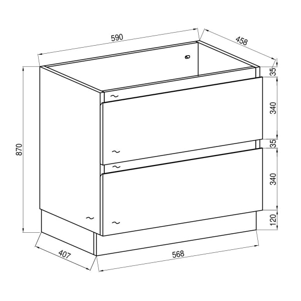 Alles Plus 600mm Floor Standing Vanity Cabinet | Satin White |