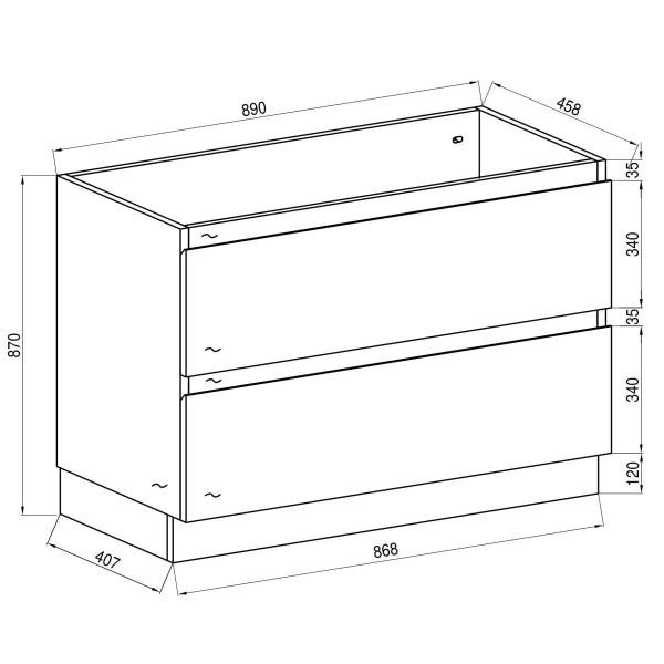 Alles Plus 900mm Floor Standing Vanity Cabinet with Satin White Finish