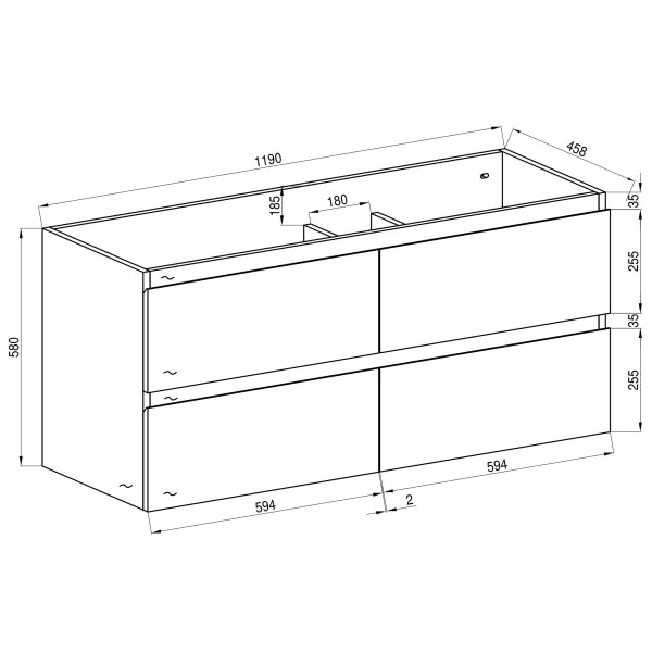 Alles Plus 1200mm Wall Hung Vanity Cabinet | Satin White |