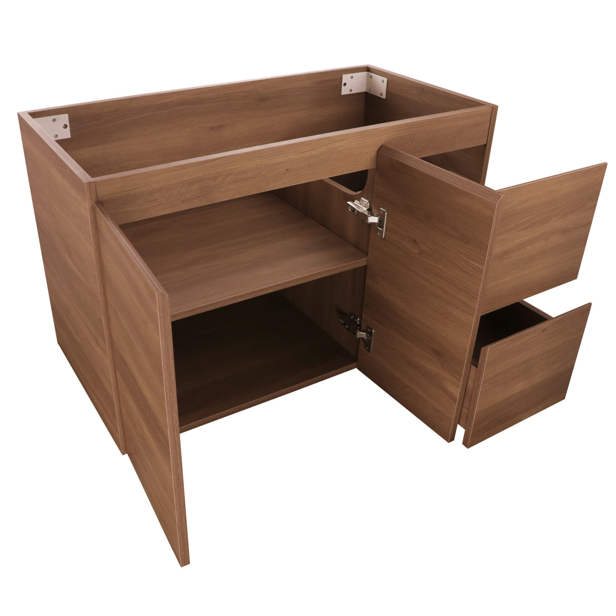 Avisé 900mm Wall Hung Vanity Cabinet with Drawers on the Right Side | Villara Oak Woodgrain |