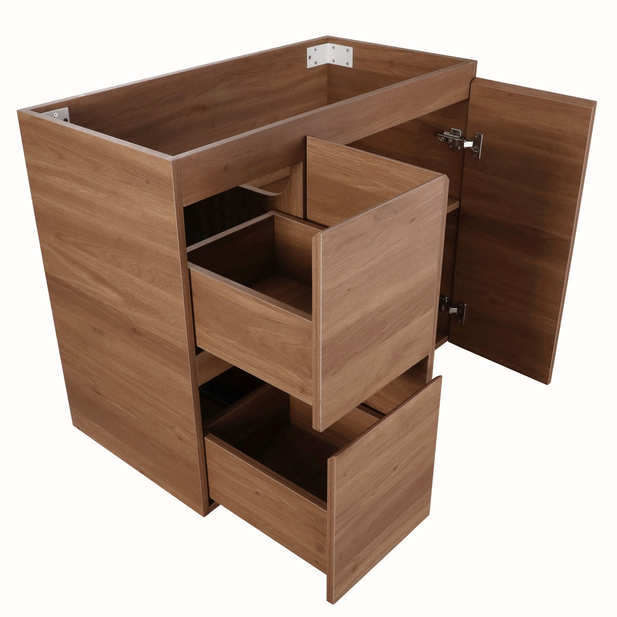 Avisé 900mm Floor Standing Vanity Cabinet with Drawers on the Left Side | Villara Oak Woodgrain |