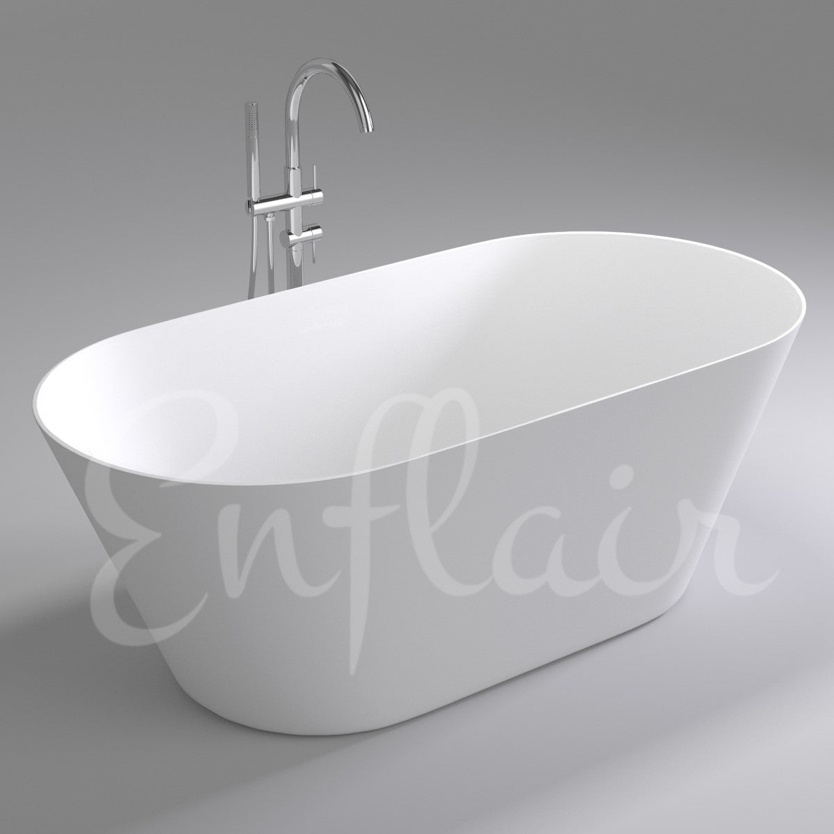 Brighton Slim 1500mm Oval Freestanding Bath, Gloss White