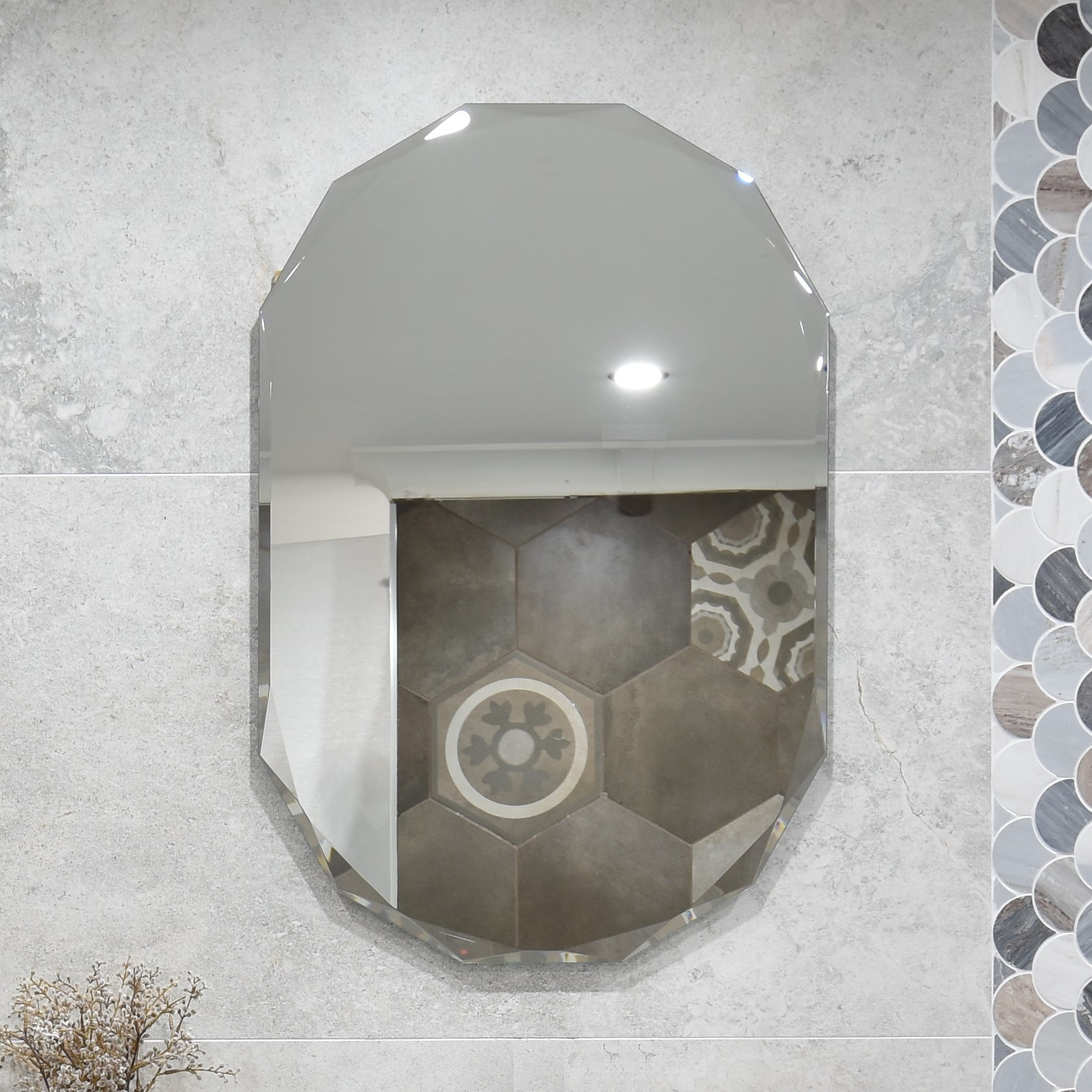 Classic Jewel Frameless Mirror with Jewelled Edge | 3 Sizes, from 450mm to 800mm |