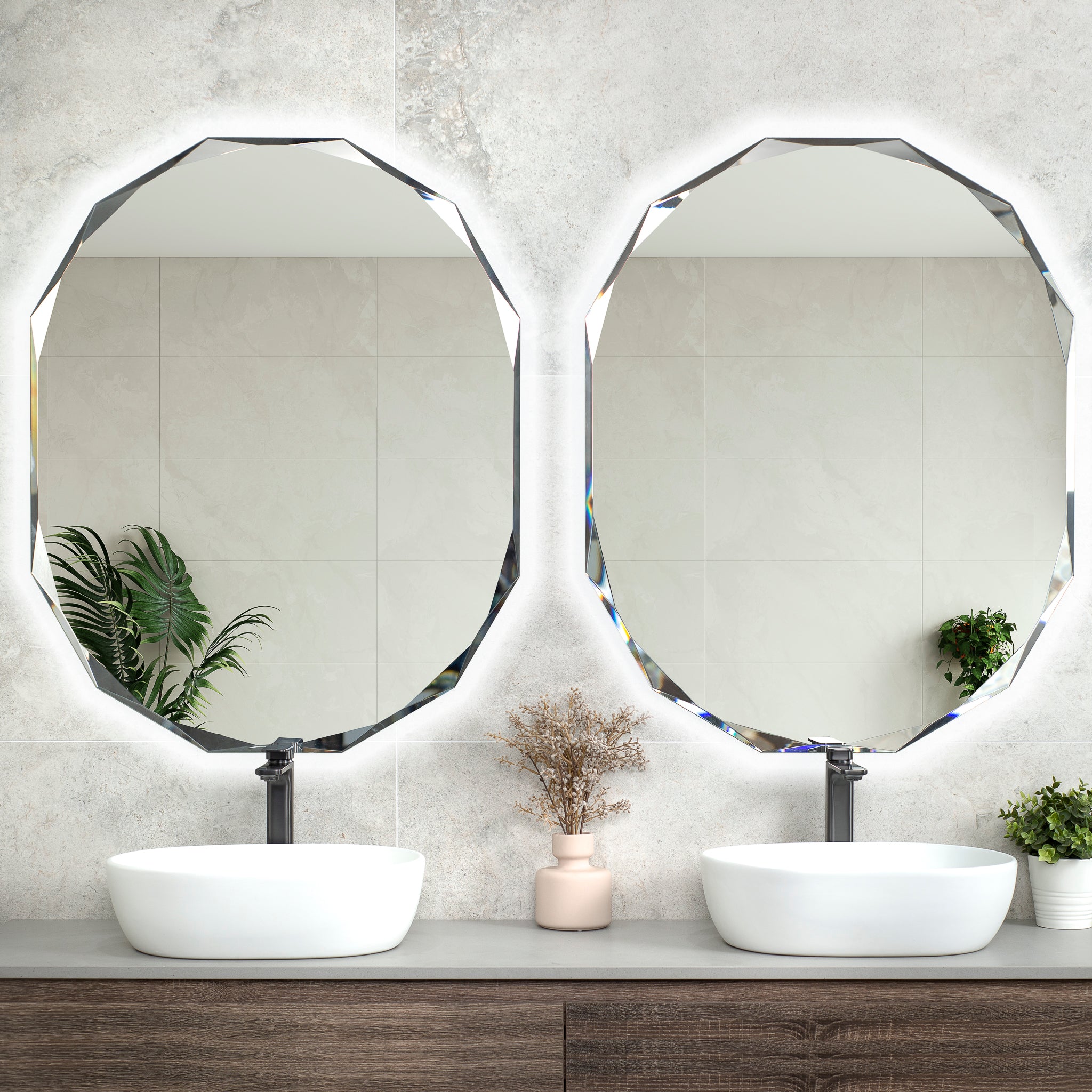 Classic Jewel LED Mirror with Jewelled Edge and Demister | 3 Sizes, 450mm, 600mm and 800mm |