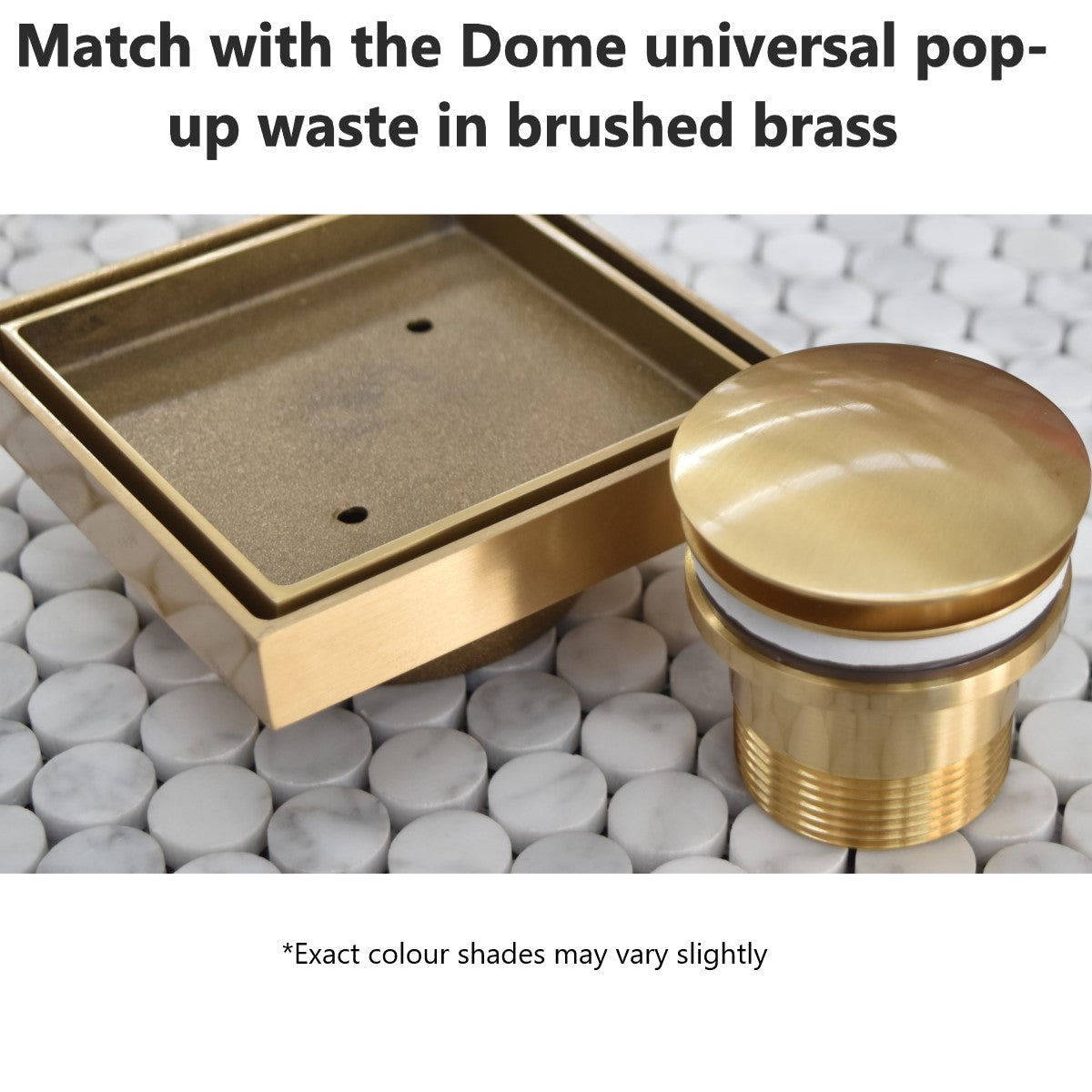 Premium Floor Drain with Tile Insert - Floor Waste | 90mm Outlet, Brushed Brass (Gold) |