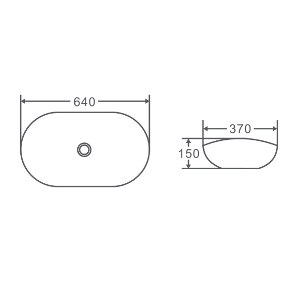 Feather L-Oval Above Counter 640mm x 370mm Basin | Gloss White |