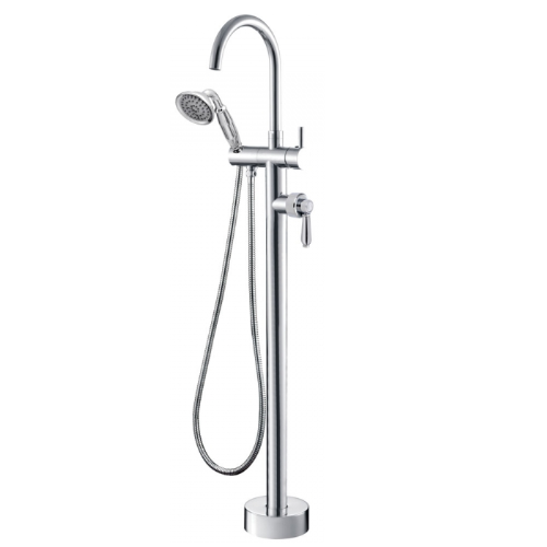 Fienza Eleanor Floorstanding Bath Mixer with Shower Hand Pcs I Chrome I Chrome Flick Mixer Handle