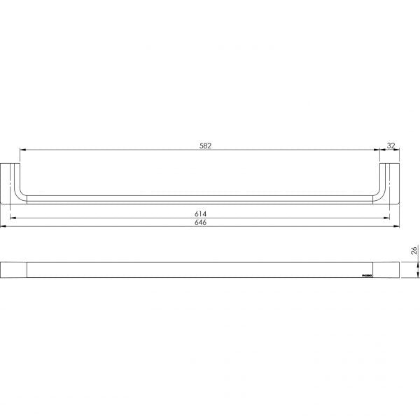 Phoenix Gloss Single Towel Rail 600mm | Matte Black |