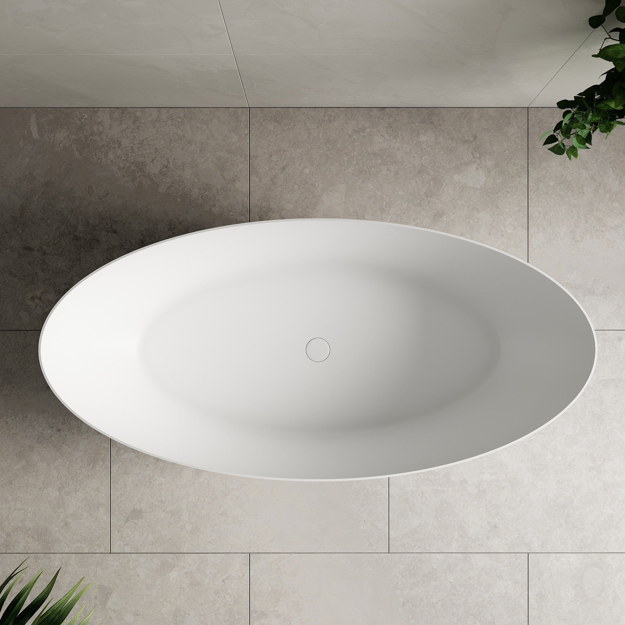 Petite Egg 1600mm Water-Saving (Low Volume) Artificial Stone Freestanding Bath, Matte White