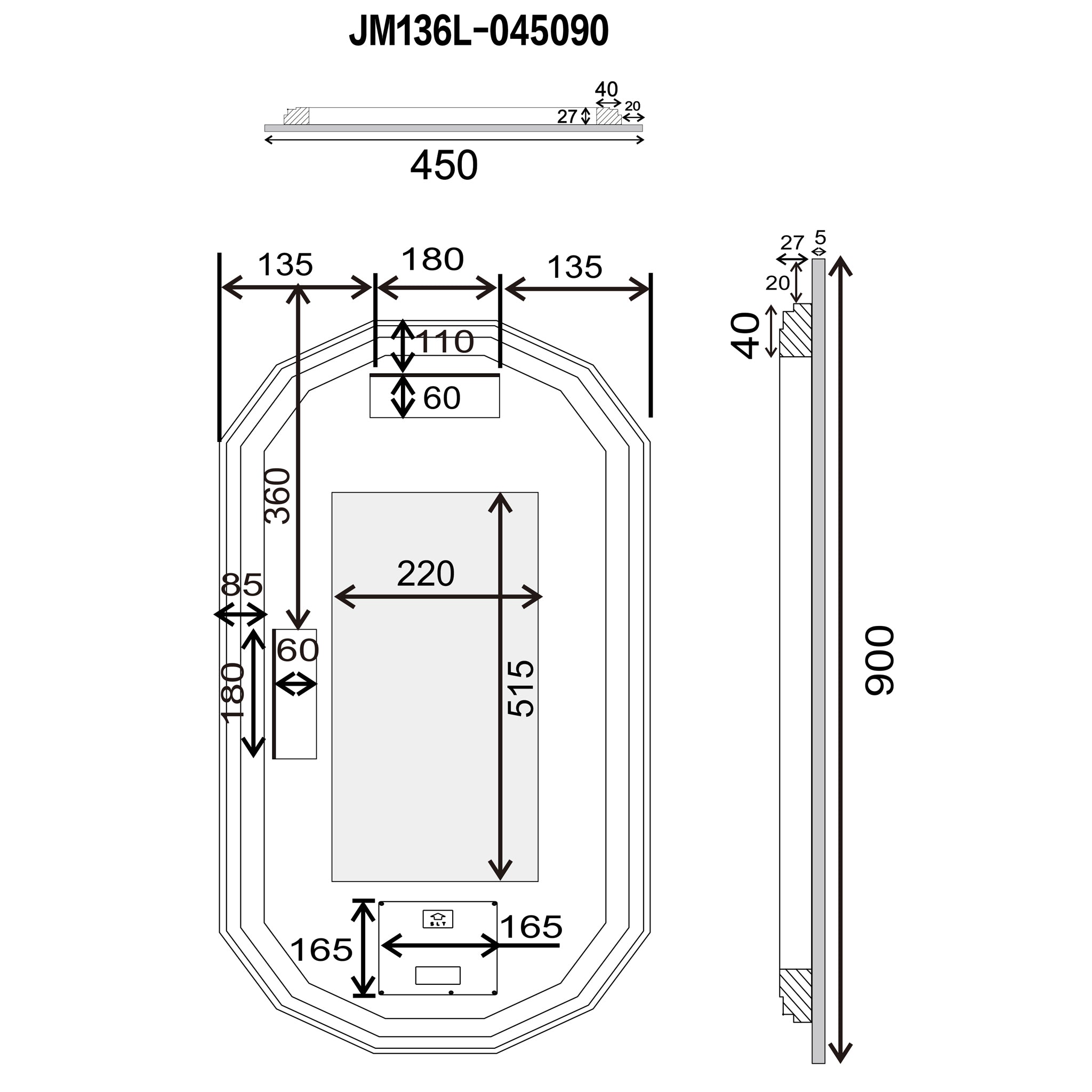 Classic Jewel LED Mirror with Jewelled Edge and Demister | 3 Sizes, 450mm, 600mm and 800mm |