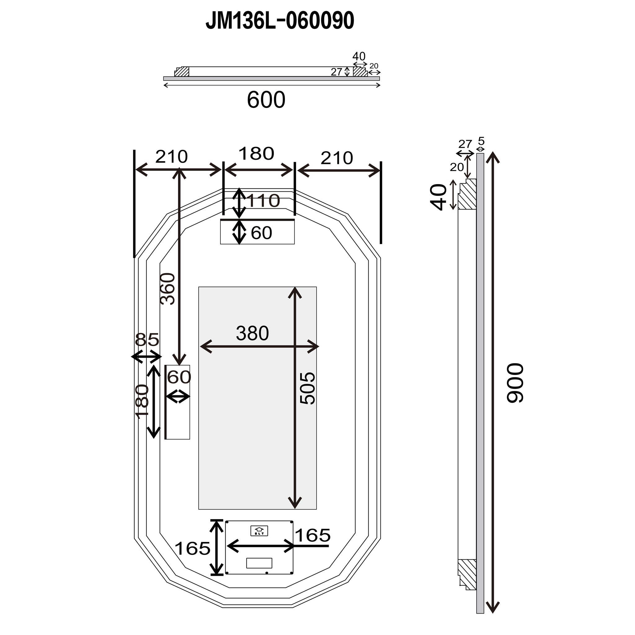 Classic Jewel LED Mirror with Jewelled Edge and Demister | 3 Sizes, 450mm, 600mm and 800mm |