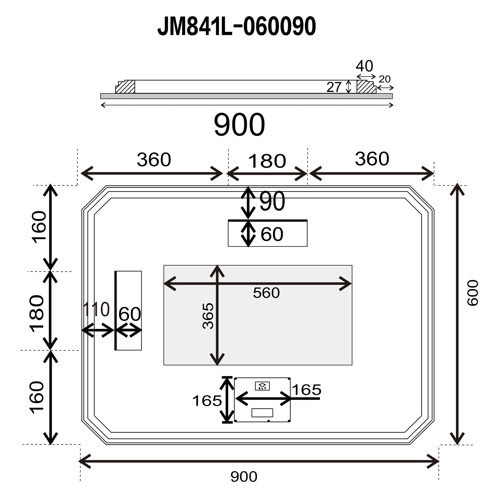 Radiant Jewel LED Mirror with Jewelled Edge and Demister | 4 sizes, from 450mm to 1200mm |