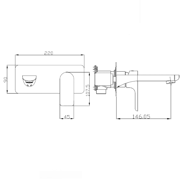 Jena Wall Mounted Basin/ Bath Mixer with Spout, Brushed Nickel