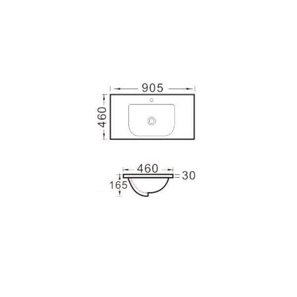 Kaku 900mm Vanity Top with 1 Tap Hole, Gloss White