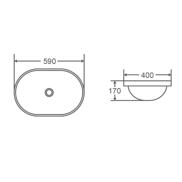 Kao 54S Semi-Inset 590mm x 400mm Basin | Gloss White |