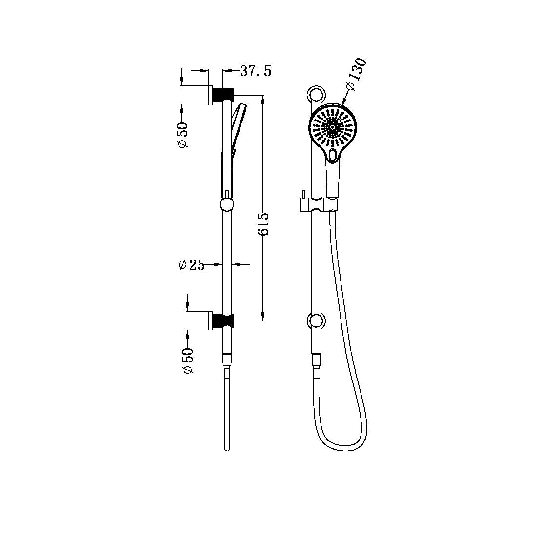 Nero Opal Rail Shower | Graphite |