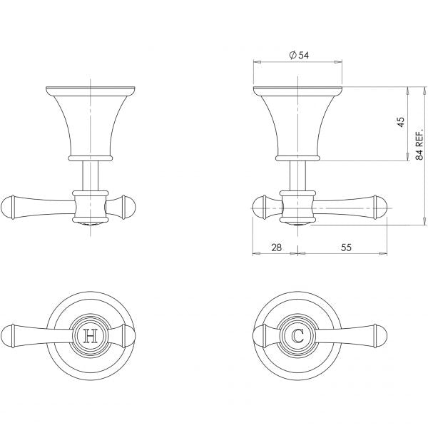 Phoenix Nostalgia Lever Wall Top Assemblies | Chrome |