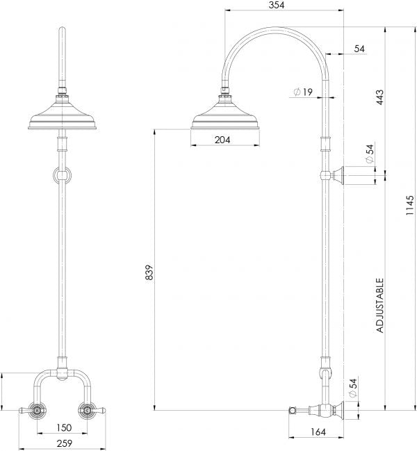 Phoenix Nostalgia Lever Exposed Shower Set | Chrome |