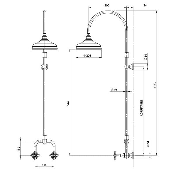 Phoenix Nostalgia Exposed Shower Set | Chrome |