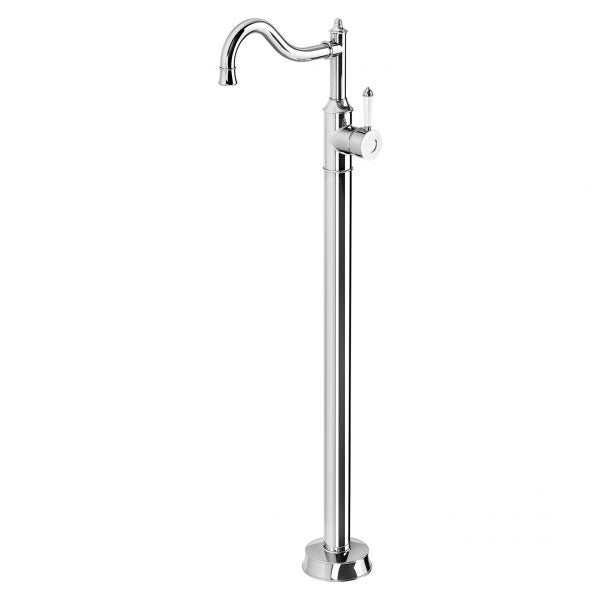 Phoenix Nostalgia Floor Mounted Bath Mixer Shepherds Crook | Chrome/ White |