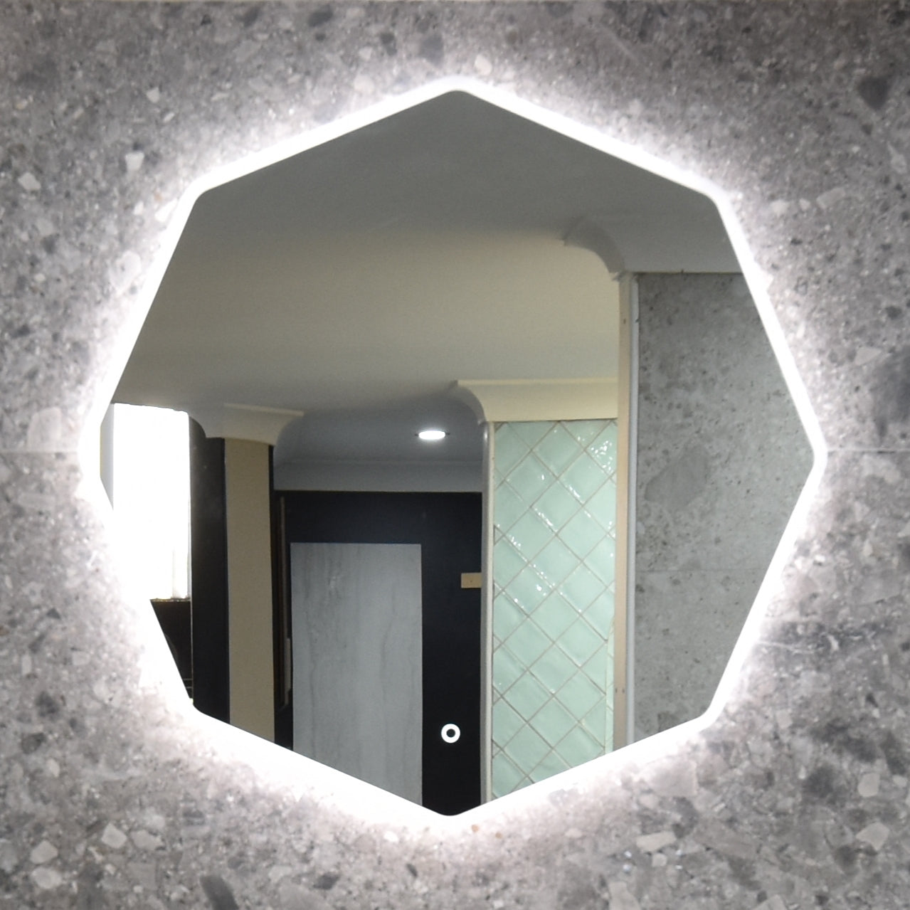 Ocho Octagonal 8-sided 888mm LED Mirror with Frosted Glass Border and Demister