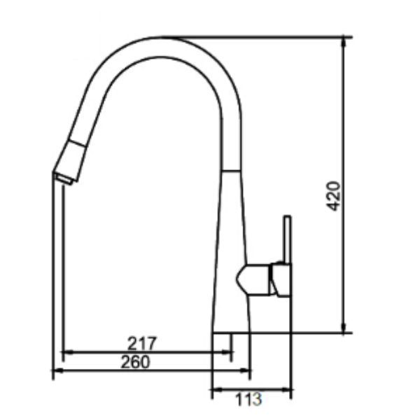 Profile Gooseneck Pull Out Sink Mixer | Chrome |