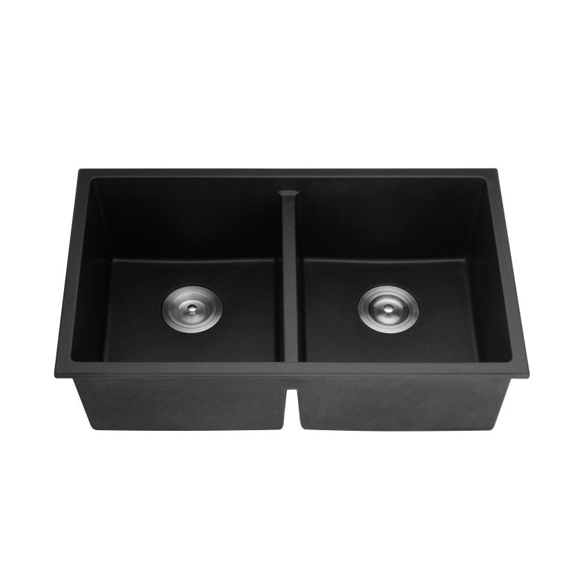 Volca 813mm x 457mm x 241mm Quartz Double Sink | Black |