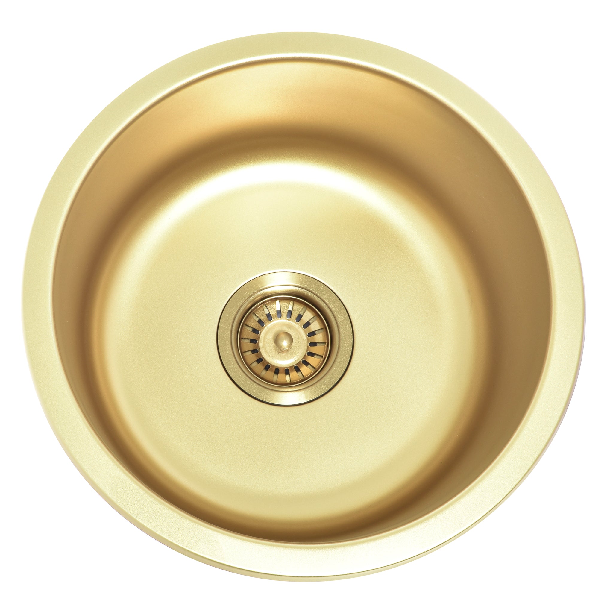 Radii Round 410mm x 180mm Stainless Steel Sink | Brushed Brass (Gold) Finish |