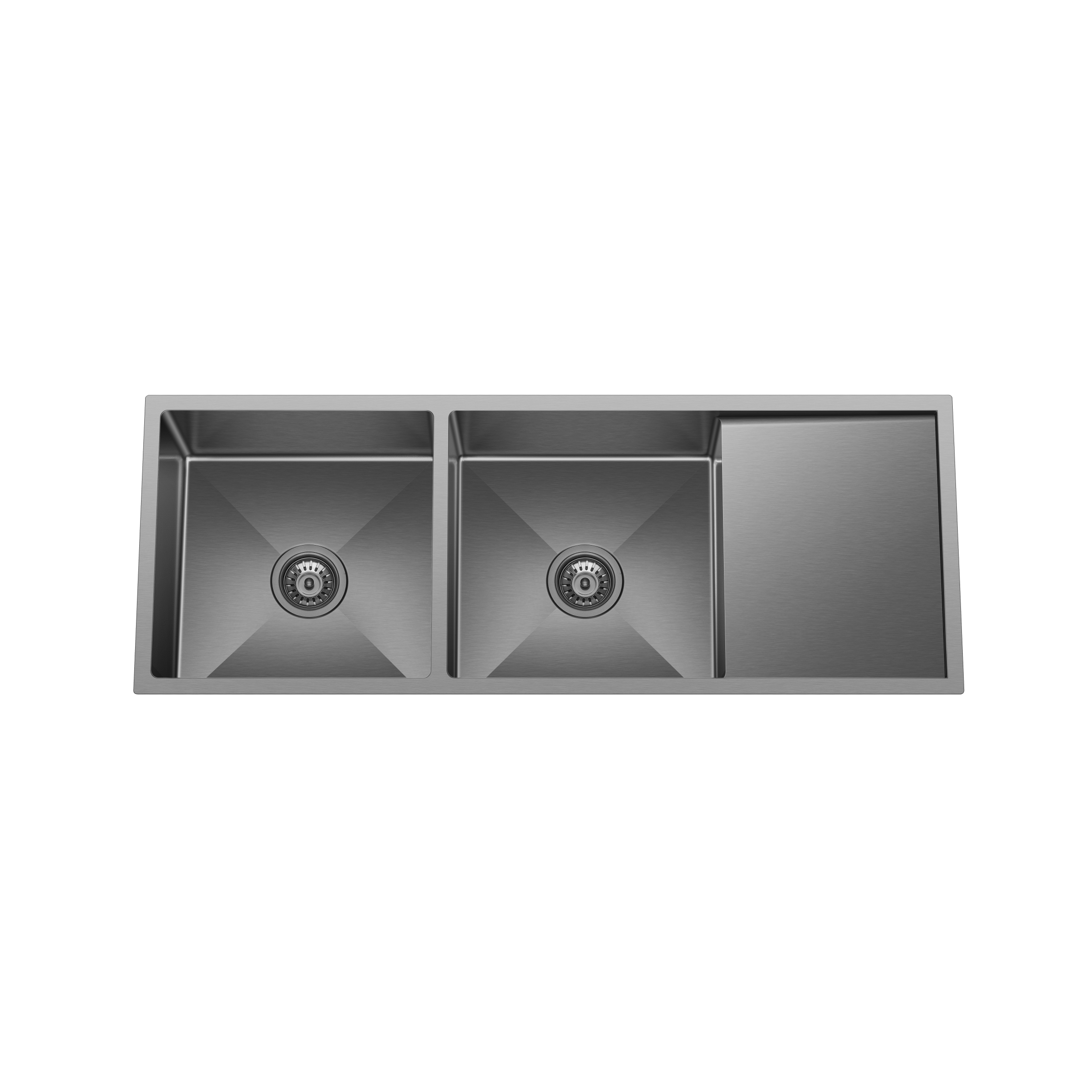 Retto 1190mm x 450mm x 230mm Stainless Steel Double Sink with Drainer | Brushed Gun Metal (black) |