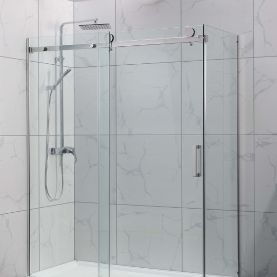 Rio Frameless Shower Screen with Sliding Door | Chrome |