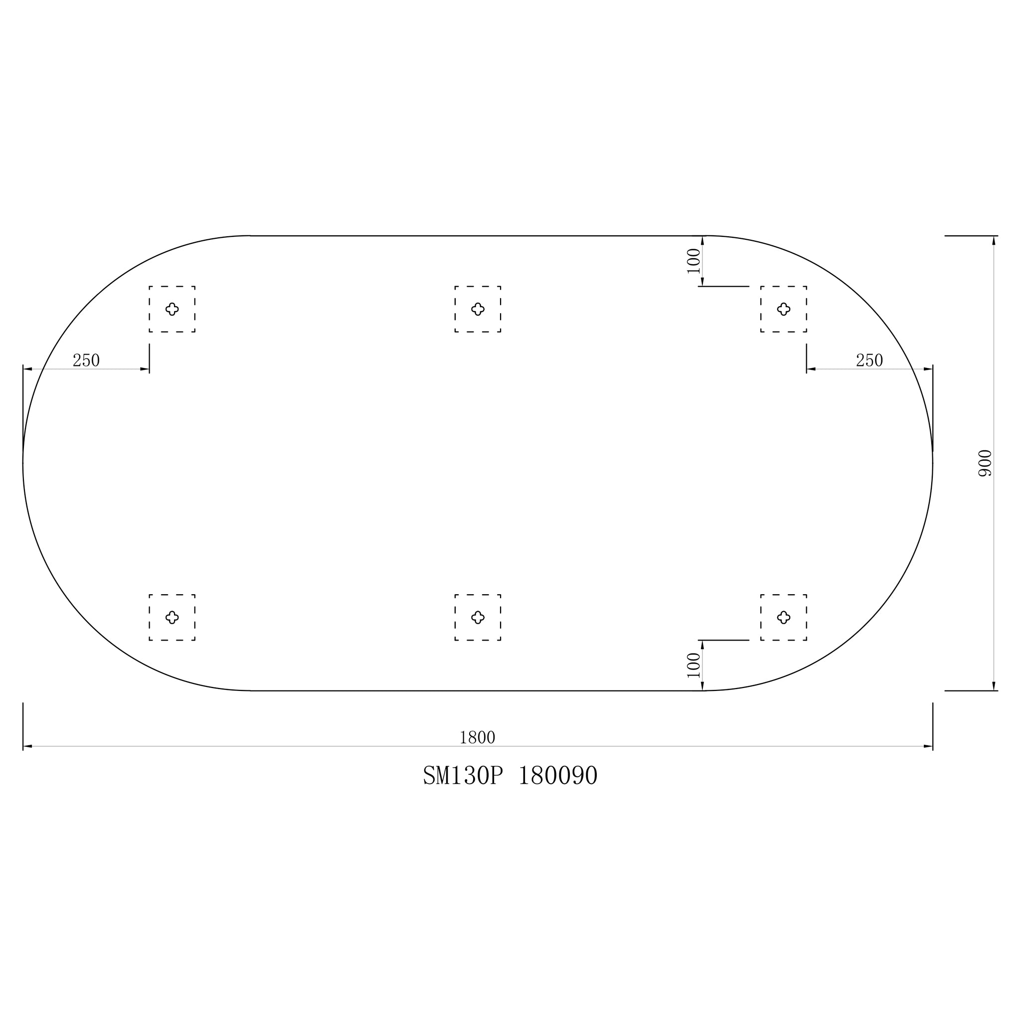 Pill Oval 1800mm x 900mm Frameless Mirror with Polished Edge