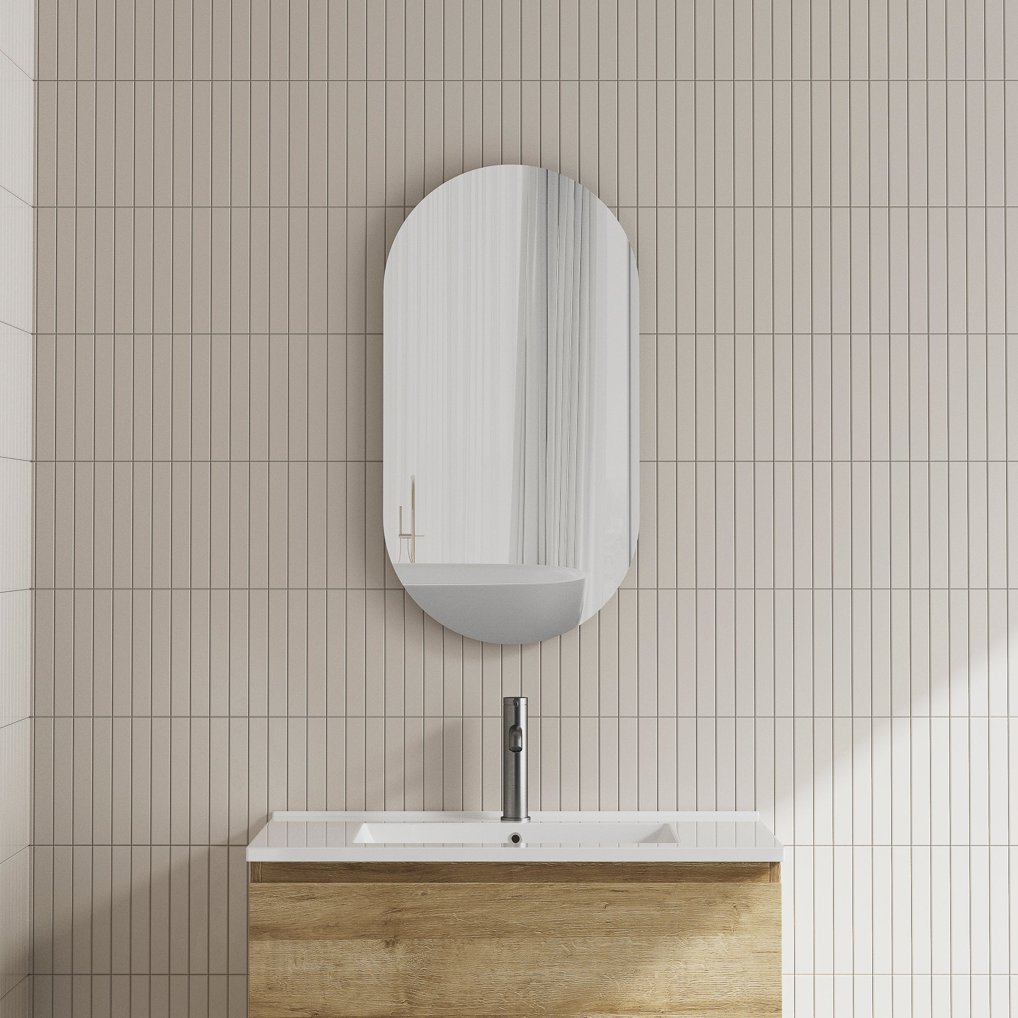 Pill Oval Frameless Mirror with Polished Edge | 14 sizes available, from 400mm to 1800mm |