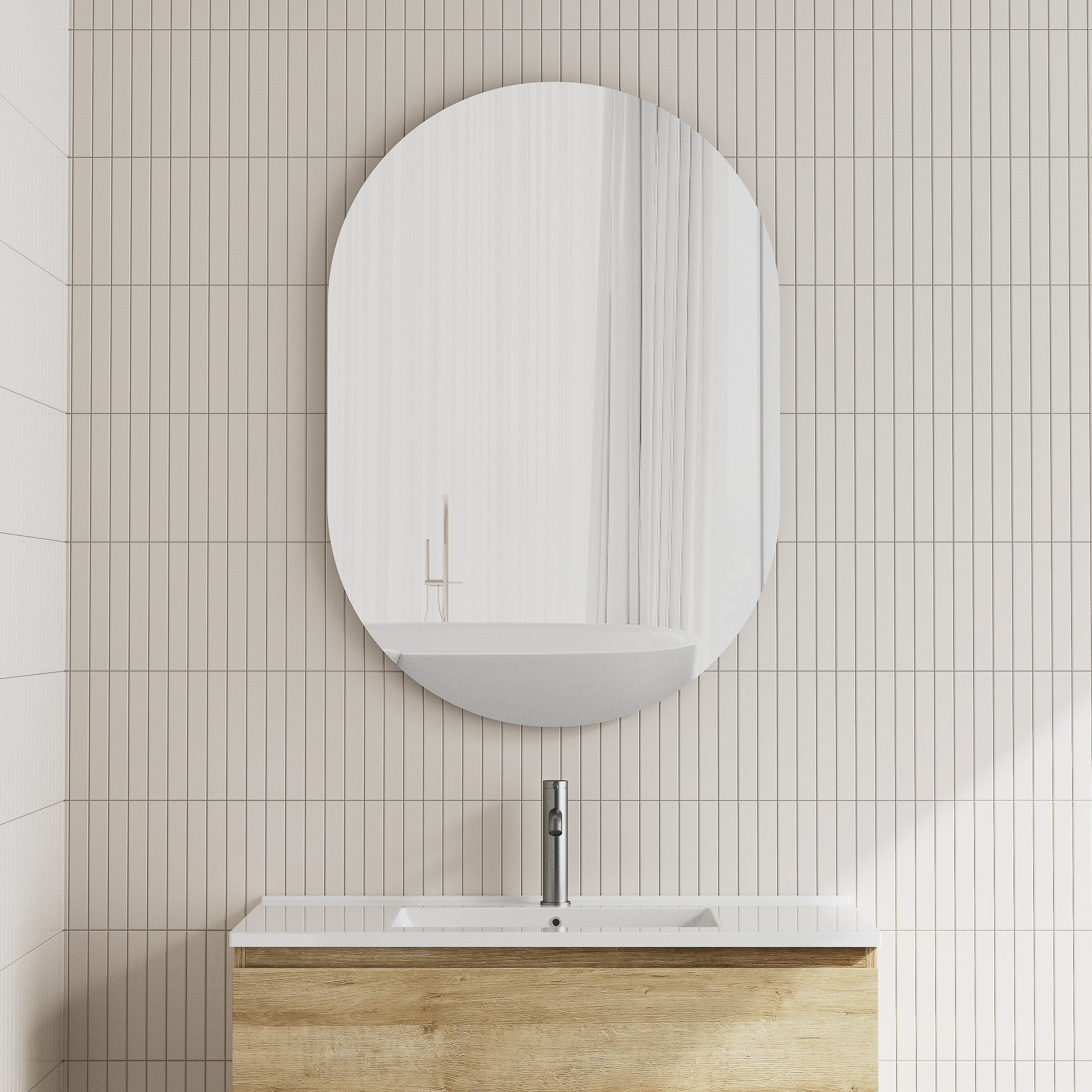 Pill Oval Frameless Mirror with Polished Edge | 14 sizes available, from 400mm to 1800mm |