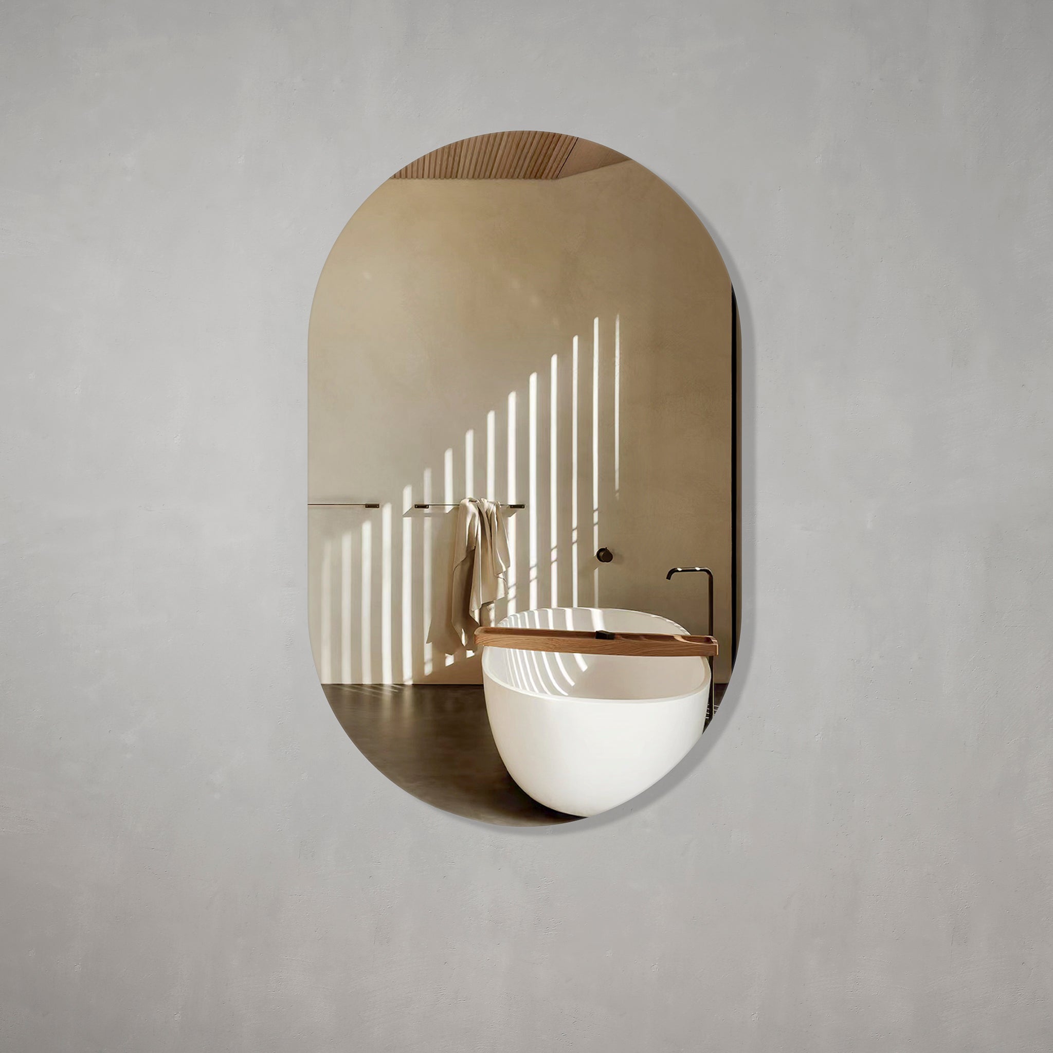 Pill Oval Frameless Mirror with Polished Edge | 14 sizes available, from 400mm to 1800mm |