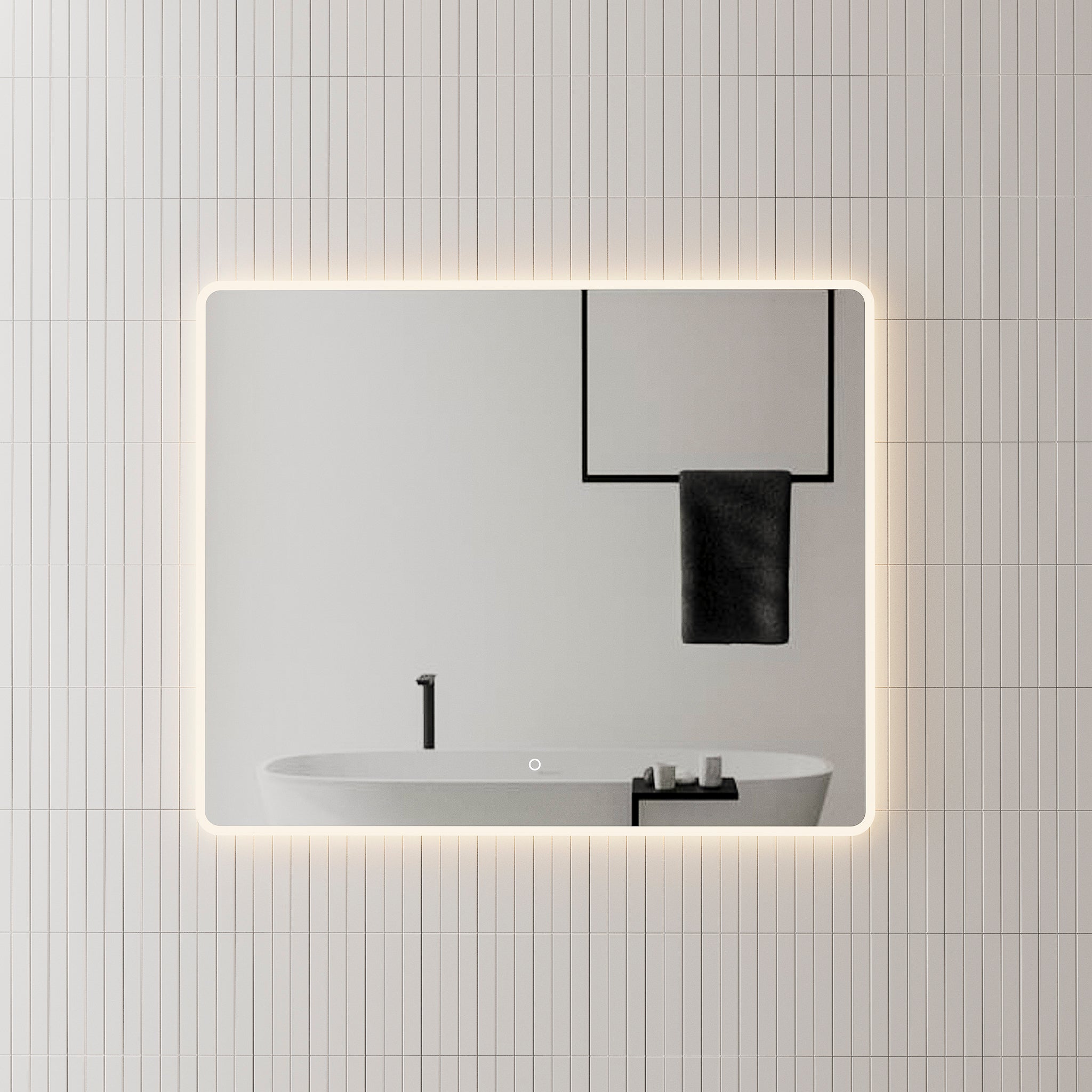 Retti Rectangular LED Mirror with Frosted Glass Border and Demister | 25 sizes from 400mm to 2000mm |