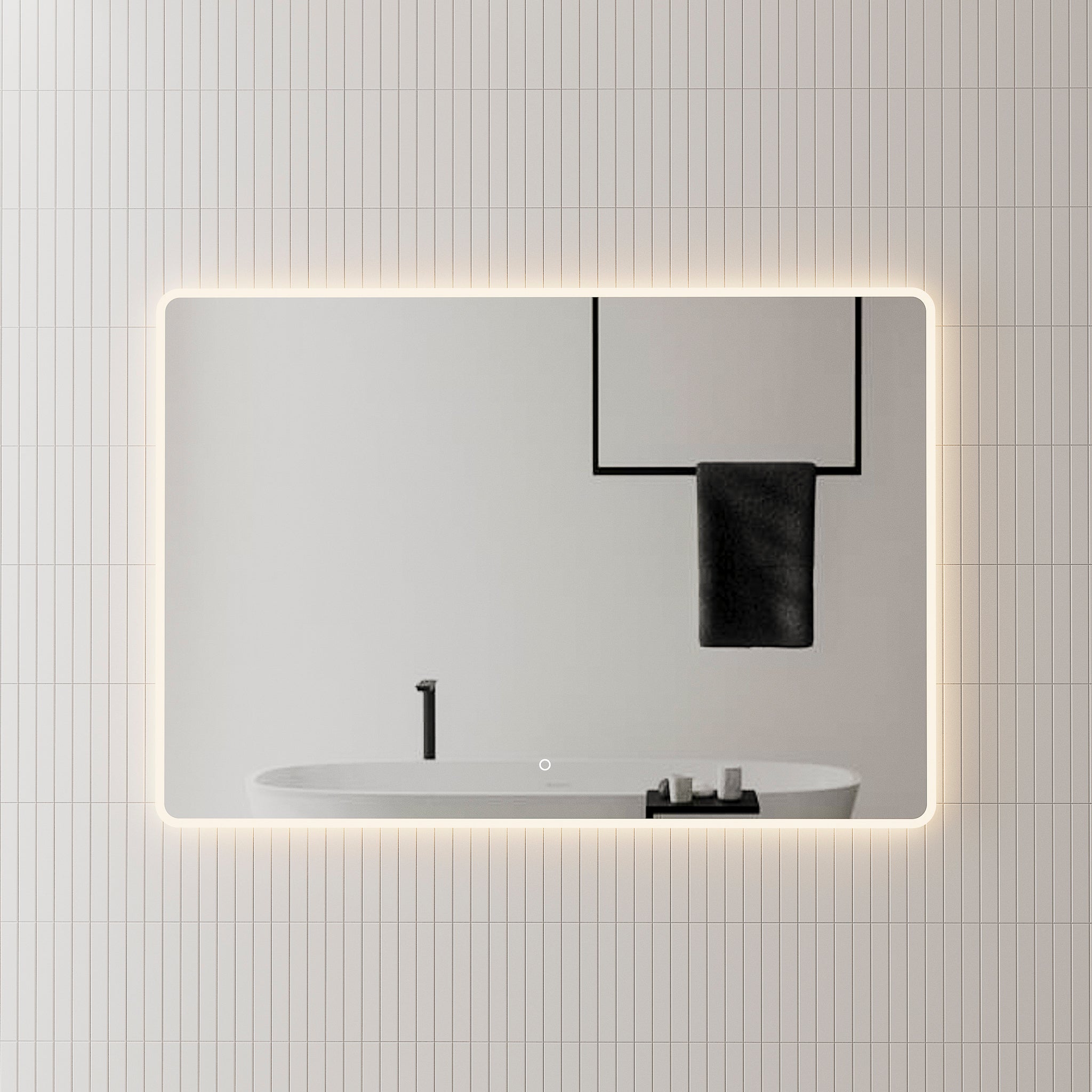 Retti Rectangular LED Mirror with Frosted Glass Border and Demister | 25 sizes from 400mm to 2000mm |