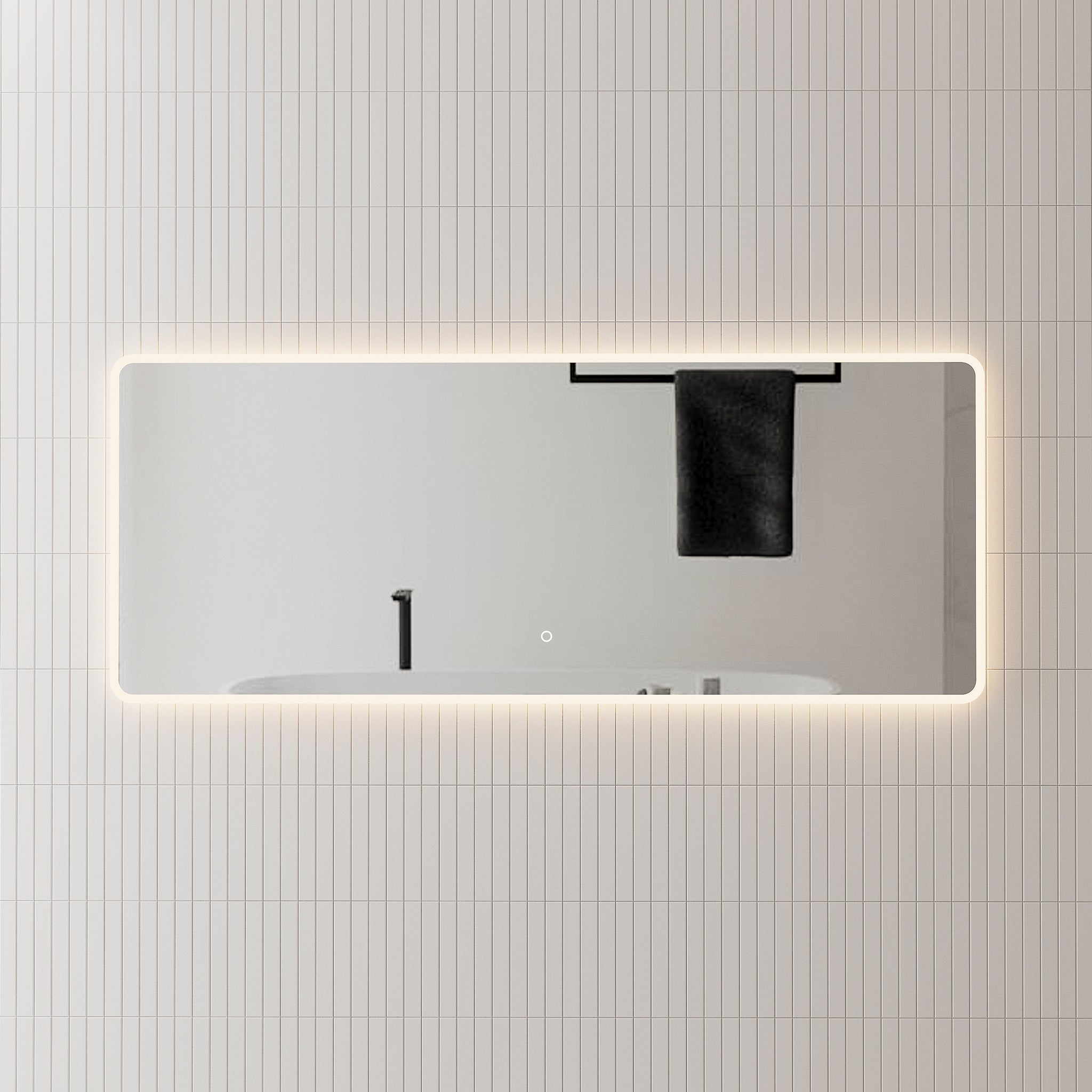 Retti Rectangular LED Mirror with Frosted Glass Border and Demister | 25 sizes from 400mm to 2000mm |