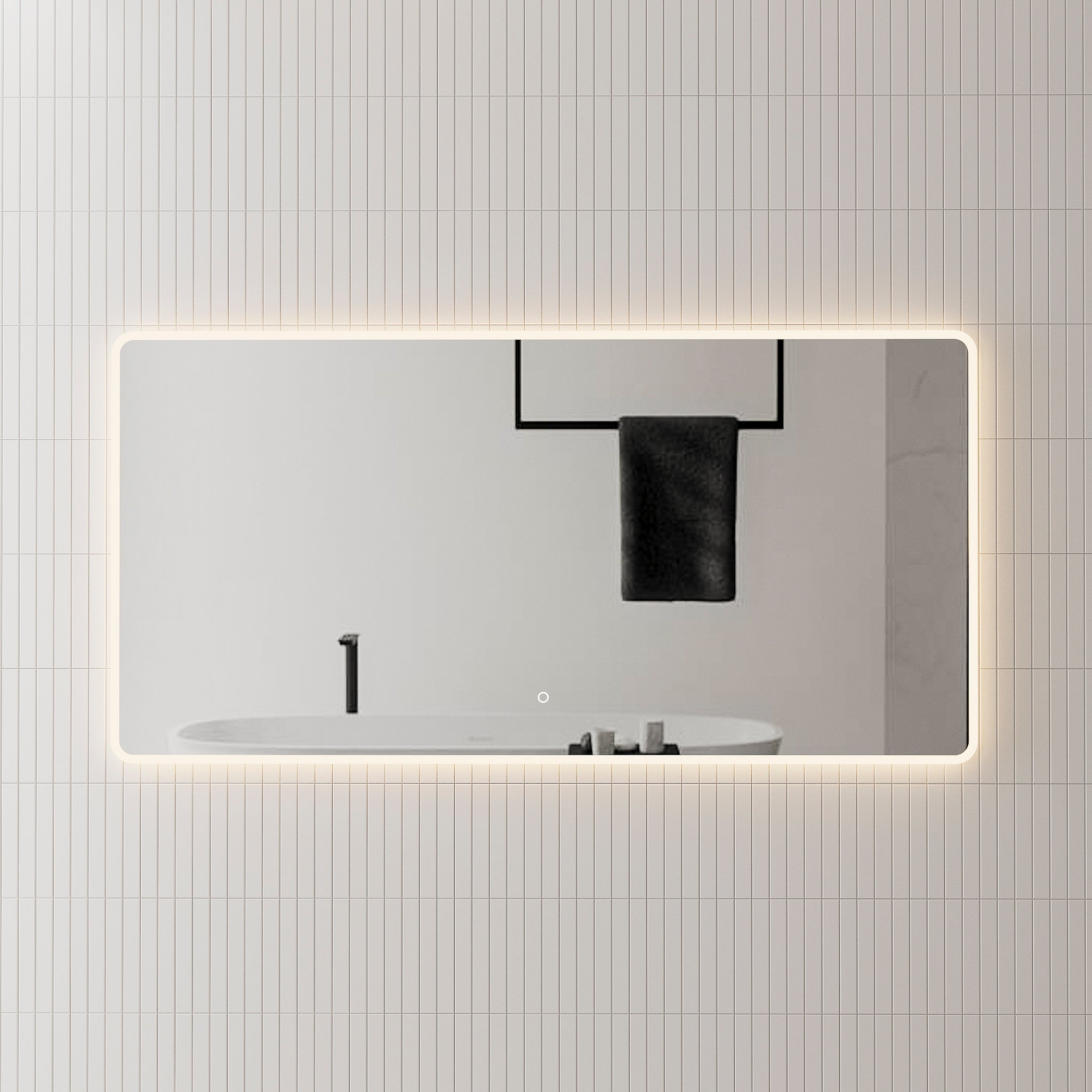 Retti Rectangular LED Mirror with Frosted Glass Border and Demister | 25 sizes from 400mm to 2000mm |