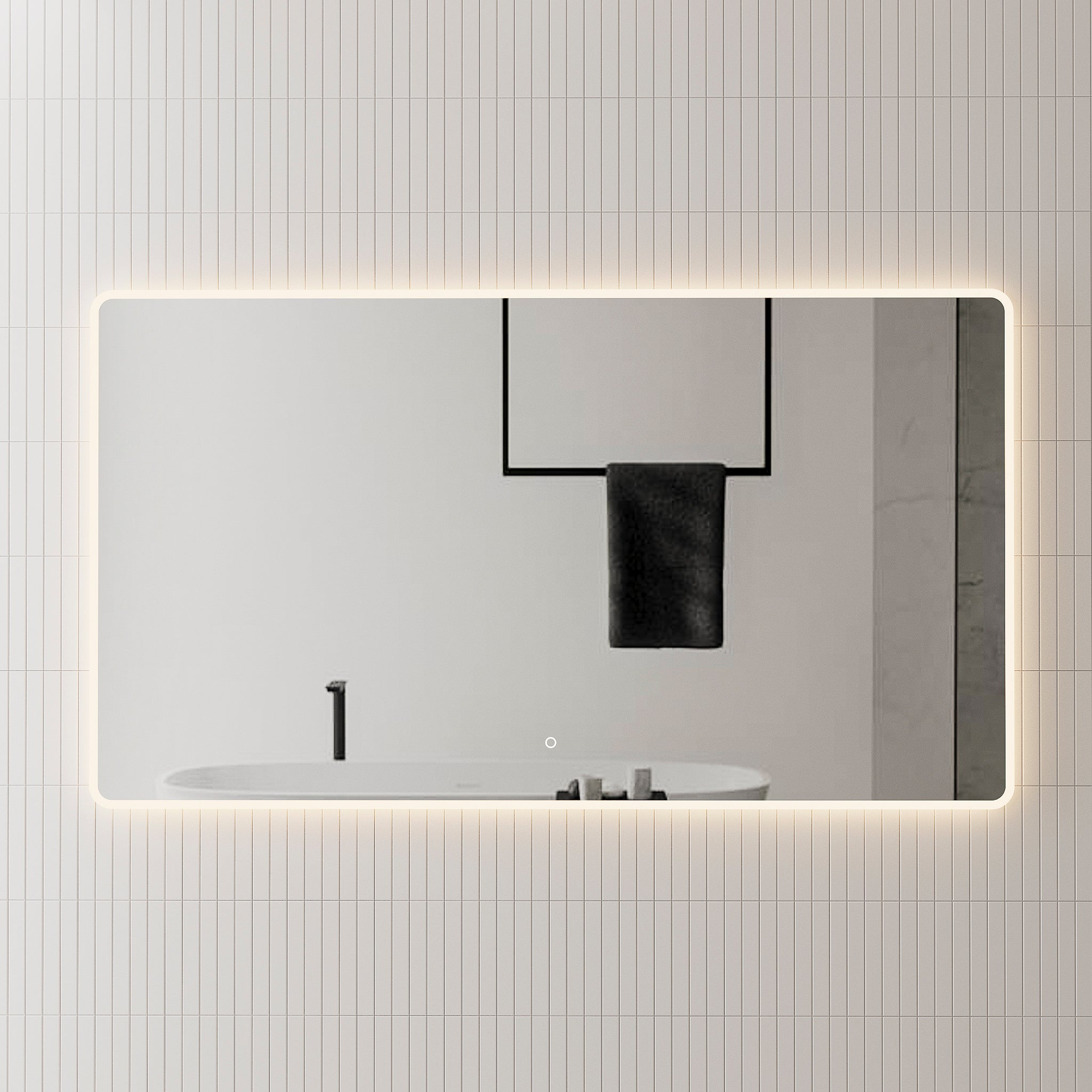 Retti Rectangular LED Mirror with Frosted Glass Border and Demister | 25 sizes from 400mm to 2000mm |