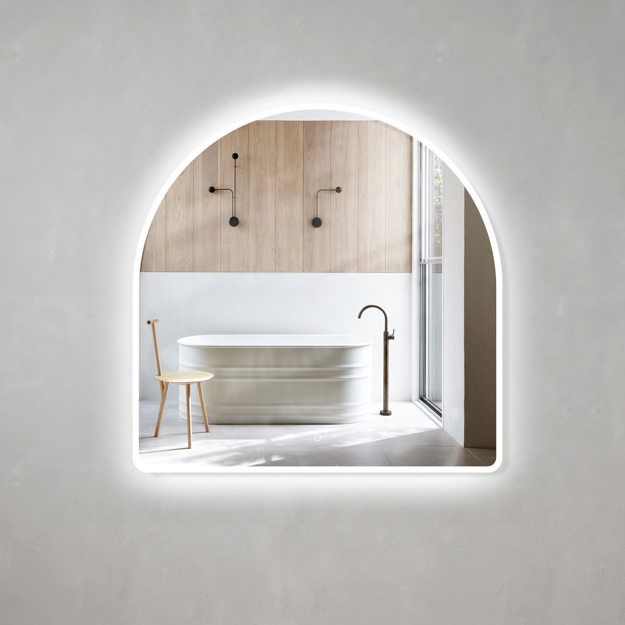 Arco Arch LED Mirror with Frosted Glass Border and Demister | 11 sizes available, from 400mm to 1500mm |