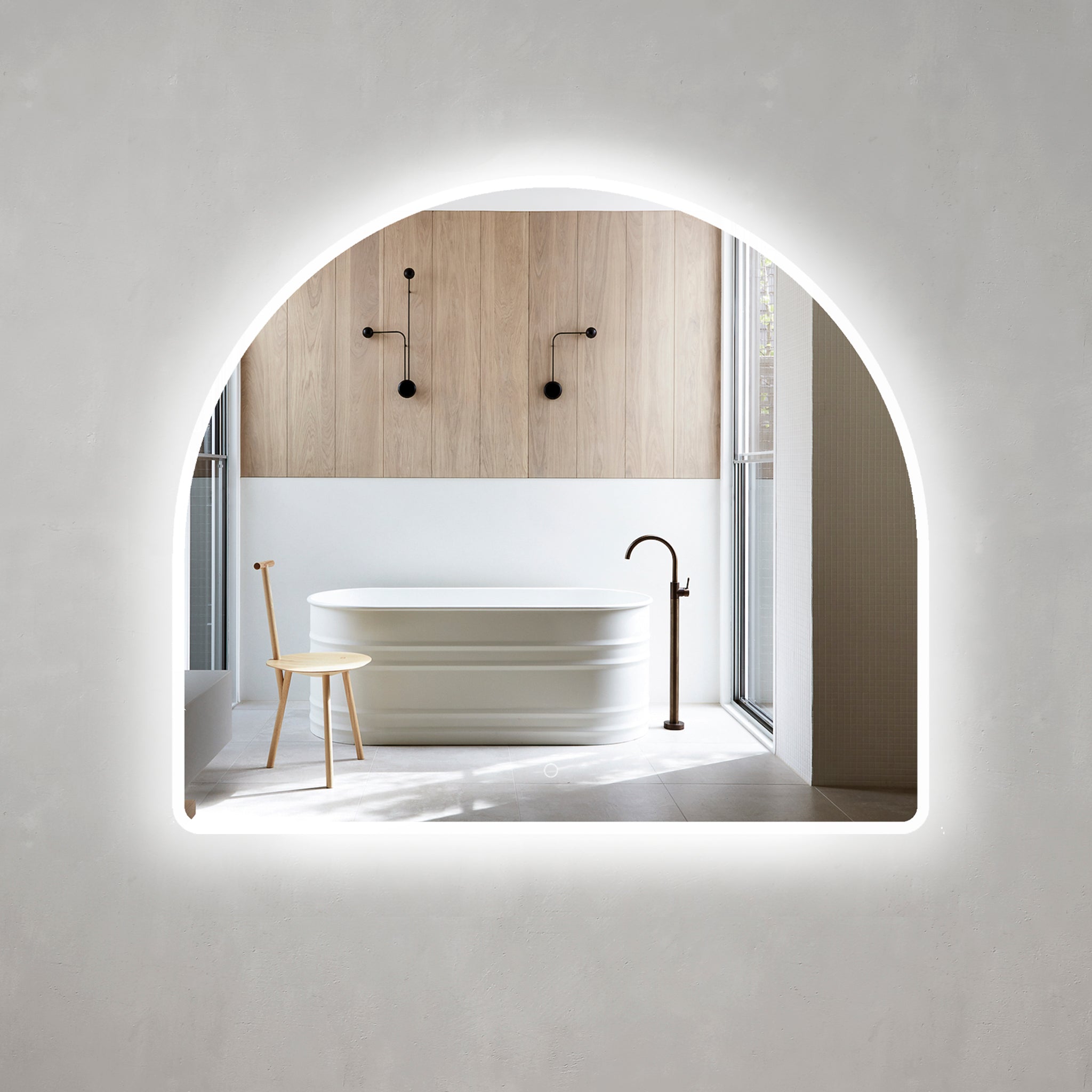 Arco Arch LED Mirror with Frosted Glass Border and Demister | 11 sizes available, from 400mm to 1500mm |